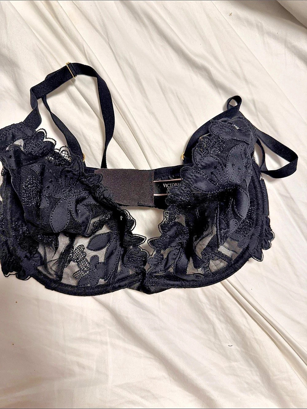 Victoria's Secret Unlined Plunge Bra Black 32DDD
